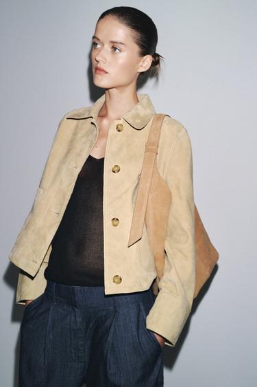 Zara Большая кожаная сумка-мешок с ручкой