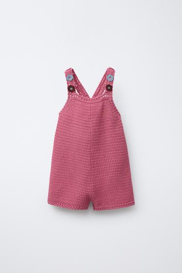 Zara Короткий комбинезон из трикотажа, вязаного крючком, с цветами