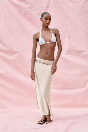 Zara Атласная юбка миди