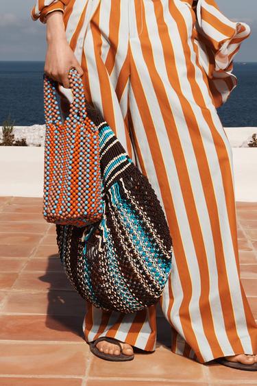 Zara Сумка-ведро LIMITED EDITION с косичками и полосками