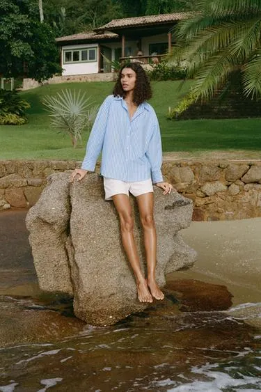 Базовая рубашка из поплина- Заказать в России