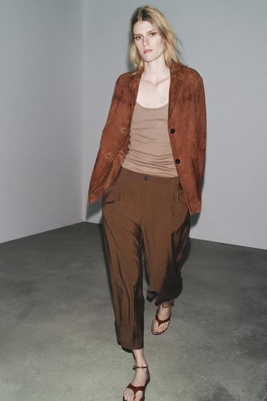 Zara Укороченные брюки с защипами — ZW COLLECTION купить с доставкой.