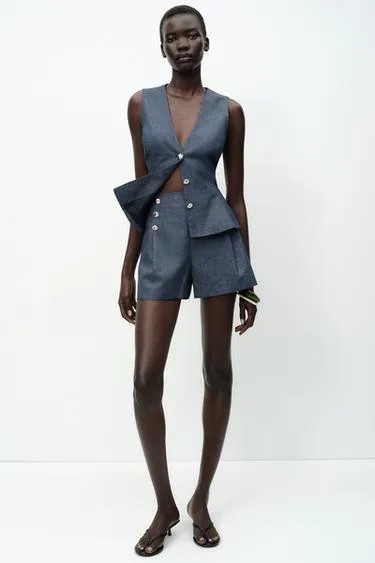 Жилет-пеплум изо льна- Заказать в России