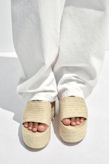Zara Джутовые босоножки на платформе
