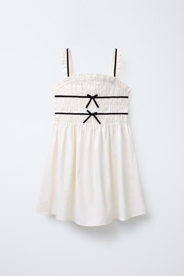 Zara Платье с бантами и контрастной отделкой