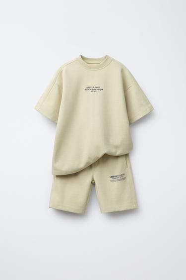 Zara Комплект из футболки и шортов-бермудов из ткани интерлок