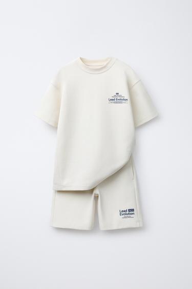 Zara Комплект из футболки и шортов-бермудов из ткани интерлок