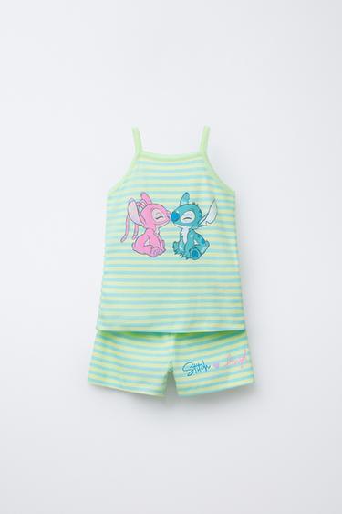 Zara 2-6 лет/ пижама, футболка и шорты-бермуды в полоску STITCH & ANGEL © DISNEY