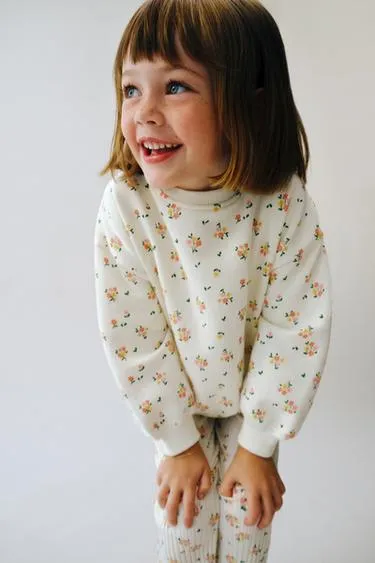 Комплект из толстовки и леггинсов клеш в рубчик с принтом