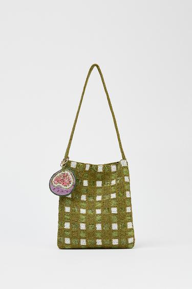 Zara Мини-сумка-мешок с бусинами