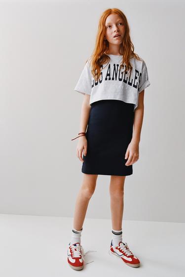 Zara Комбинированное платье в рубчик