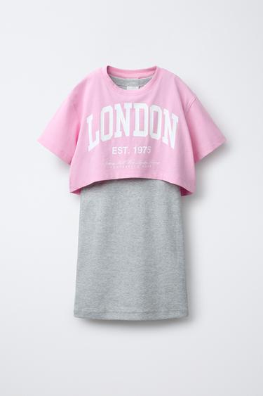 Zara Комбинированное платье в рубчик