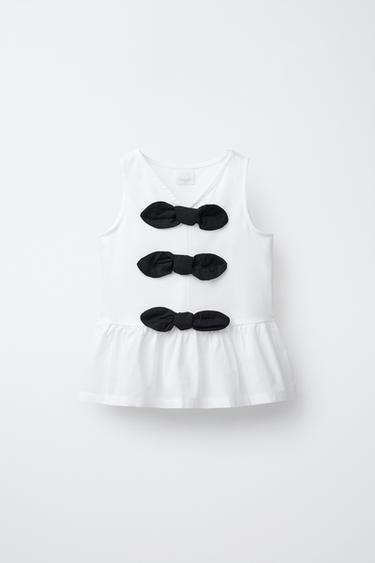 Zara Комбинированная футболка с бантами