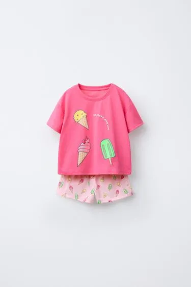 Пижама 2-6 лет/ футболка с мороженым и бермуды- Заказать в России