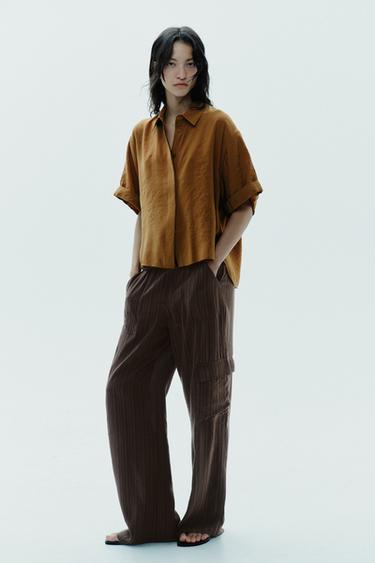 Zara Рубашка из струящейся ткани с короткими рукавами