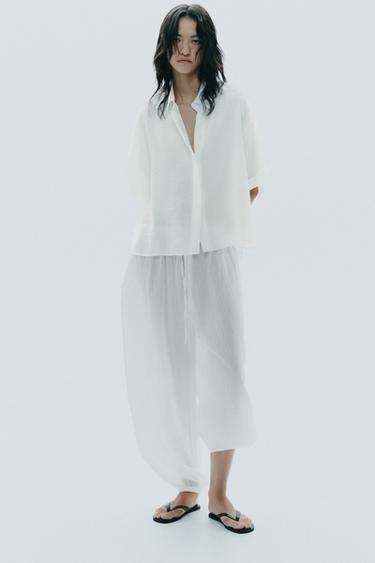 Zara Рубашка из струящейся ткани с короткими рукавами