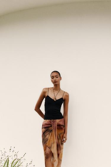 Zara Хлопковый топ на бретелях