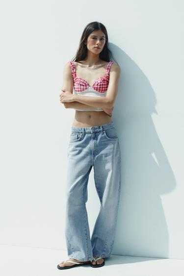 Zara Корсетный топ в клетку виши