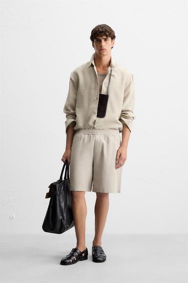 Zara Шорты-бермуды классического кроя из тканевой структуры