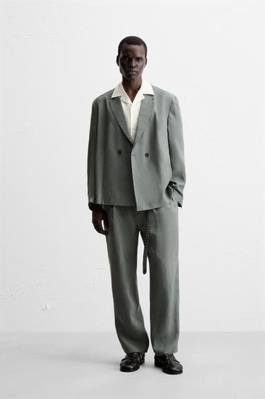 Zara Двубортный костюмный блейзер из 100% льна