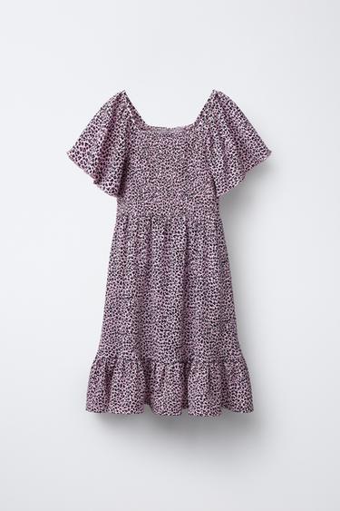 Zara Платье с текстурным анималистическим принтом