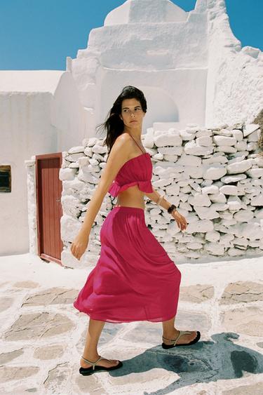 Zara Юбка миди с прорезиненным принтом