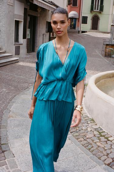 Zara Атласная юбка миди