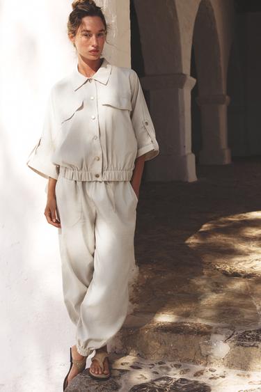 Zara Рубашка сафари с короткими рукавами