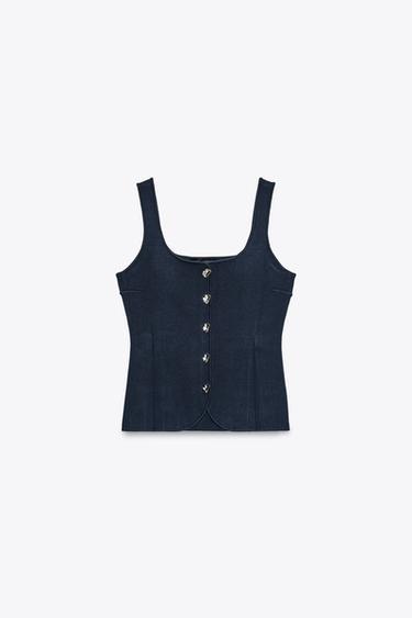 Zara Однотонный трикотажный топ-корсет