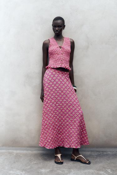 Zara Юбка миди с принтом