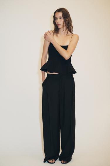 Zara Топ из эластичной ткани с баской