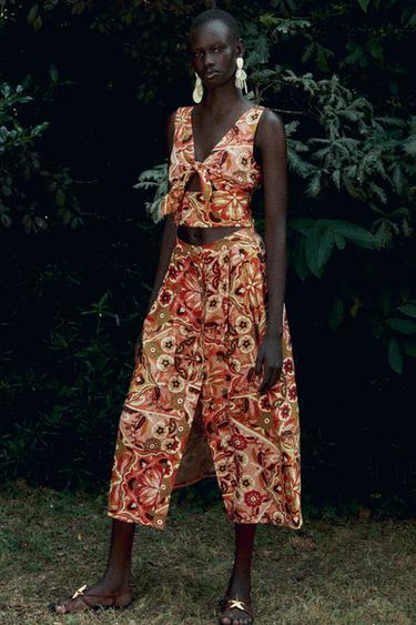 Zara Миди-юбка с рустичным принтом