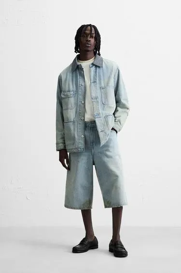 Джинсовые шорты-бермуды BAGGY FIT в винтажном стиле