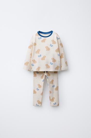 Zara 2-6 лет/пижама: футболка и брюки с принтом «капибары»