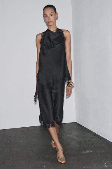 Zara Атласная кружевная юбка ZW COLLECTION