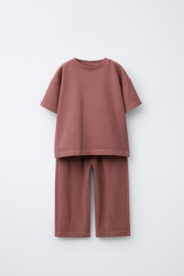 Zara Комплект из однотонной футболки и брюк  WIDE LEG