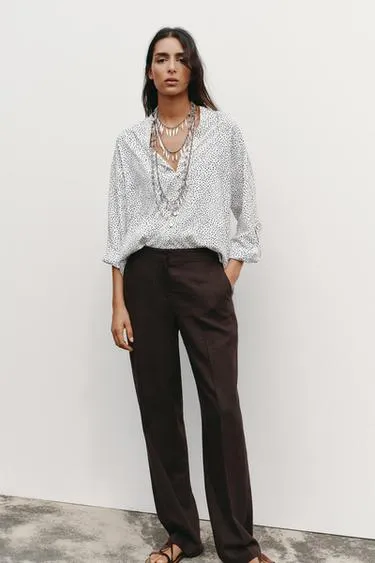 Рубашка в горошек с рукавами с патами- Заказать в России