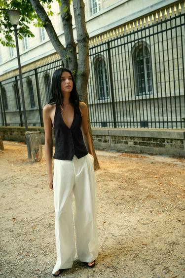 Zara Брюки со складками и клапанами