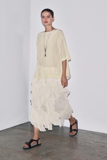 Zara Топ из шелка с короткими рукавами — ZW COLLECTION LIMITED EDITION