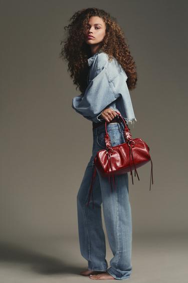 Zara Сумка-боулинг с эффектом кракелюра