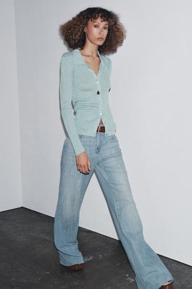 Zara Поло с воротником и металлической нитью