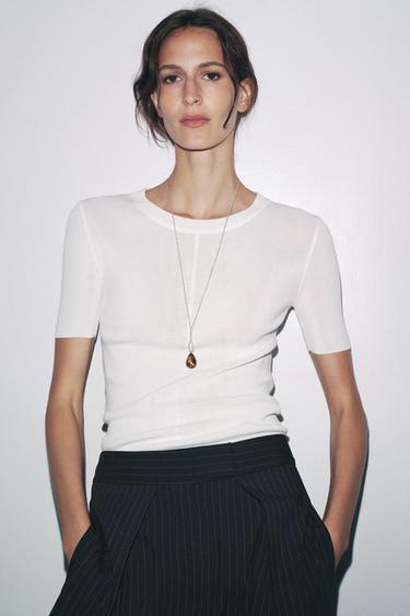 Zara Трикотажный топ с короткими рукавами