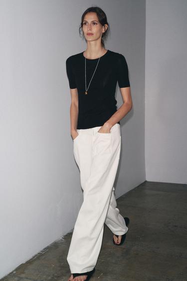 Zara Трикотажный топ с короткими рукавами