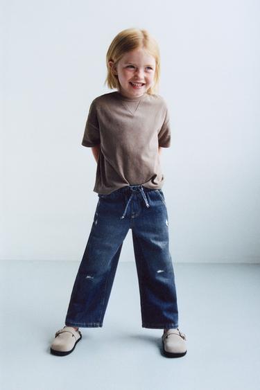 Zara Джинсы WIDE LEG FLUIDO с дырками