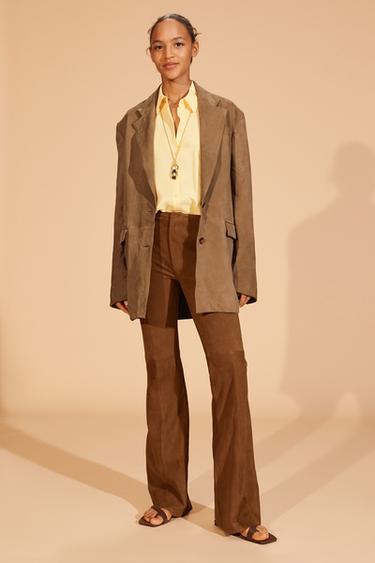 Zara Брюки LIMITED EDITION из замши и кожи