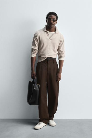 Zara Трикотажное поло из хлопка и шерсти