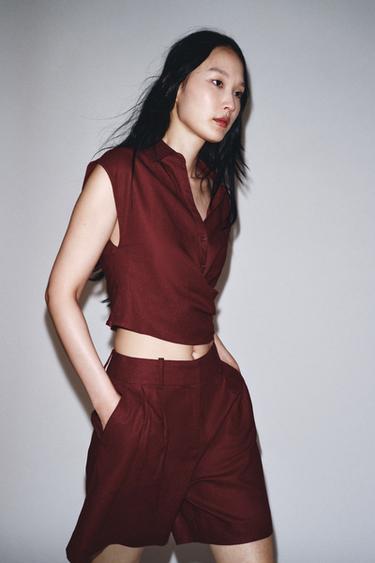 Zara Топ на запáх из льна