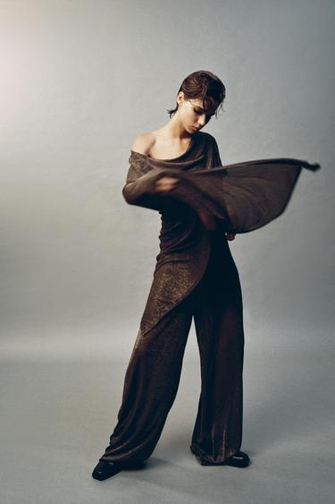 Zara Брюки палаццо из металлизированной нити