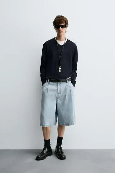 Джинсовые шорты RELAXED FIT со складками