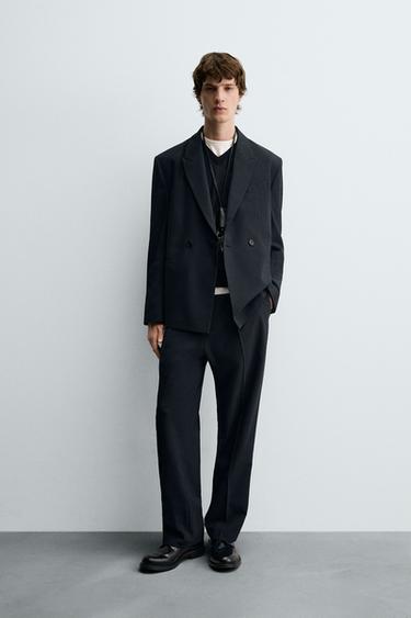 Zara Двубортный блейзер в полоску